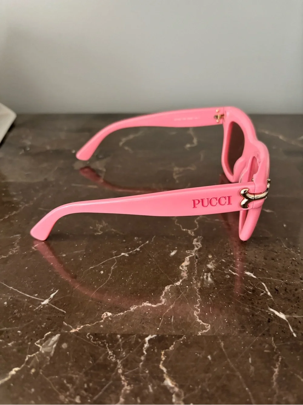 Emilio Pucci Bubblegum Pink Sunglasses with Gold Accents